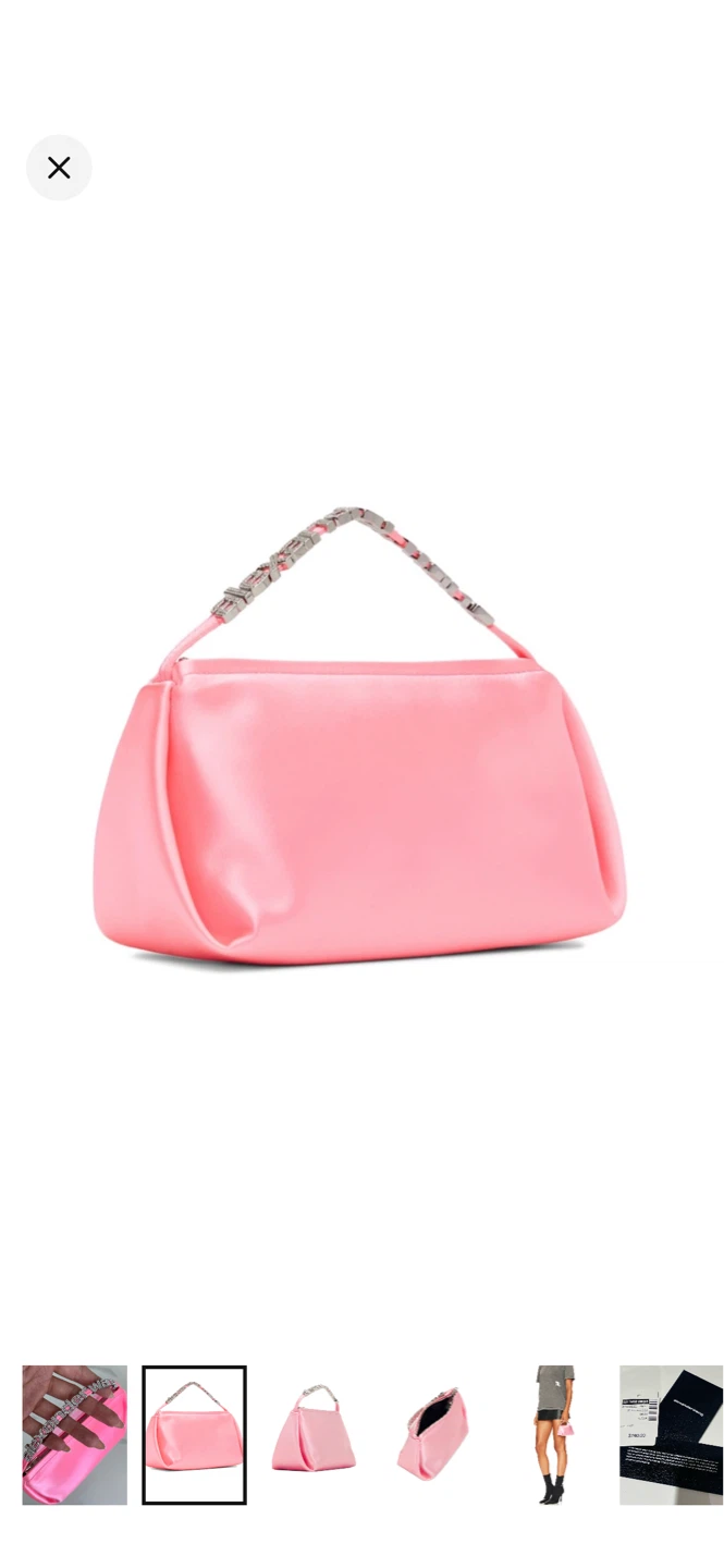 Alexander Wang Pink Satin Rhinestone Logo Shoulder Bag - photo 2
