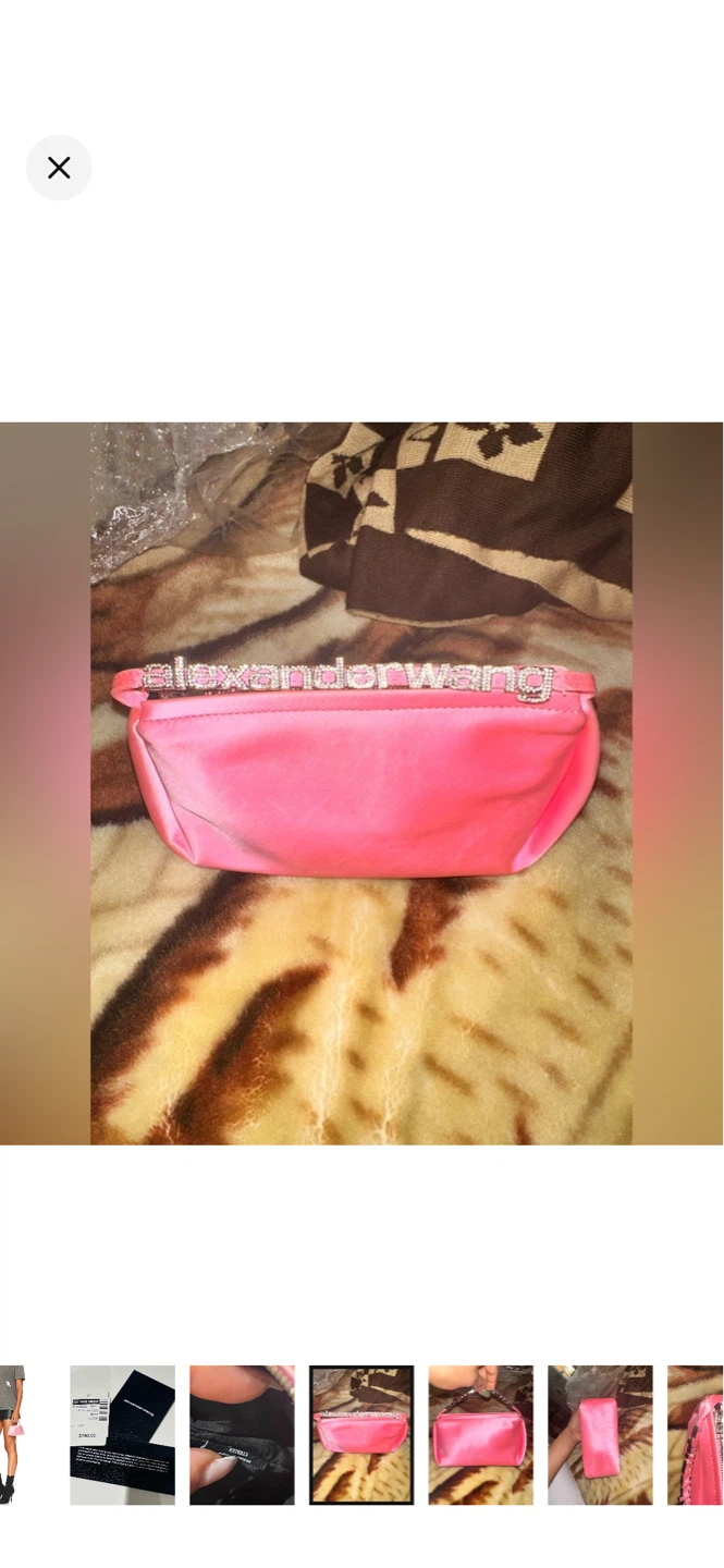 Alexander Wang Pink Satin Rhinestone Logo Shoulder Bag - photo 5