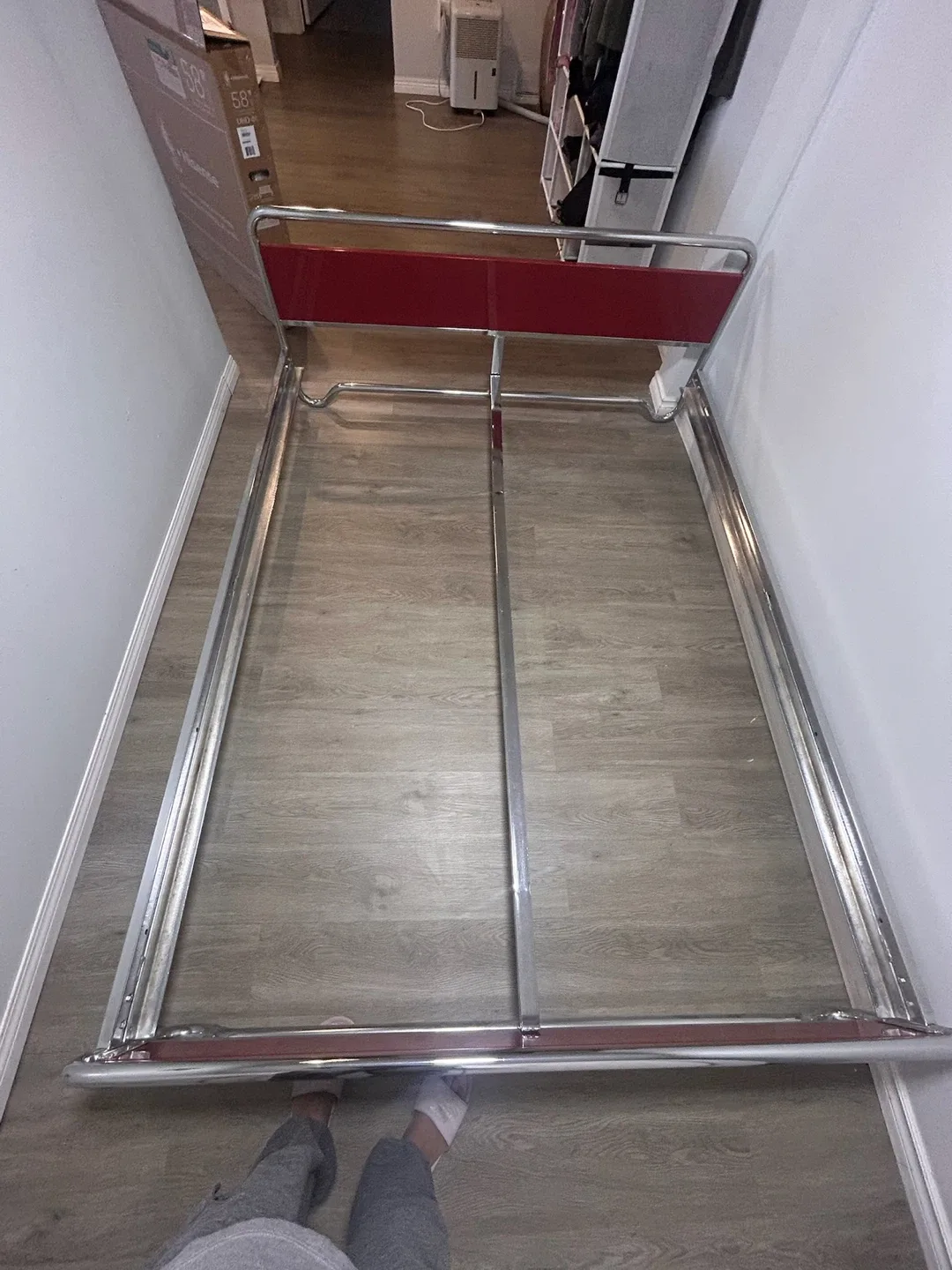 Red and Chrome Bed Frame