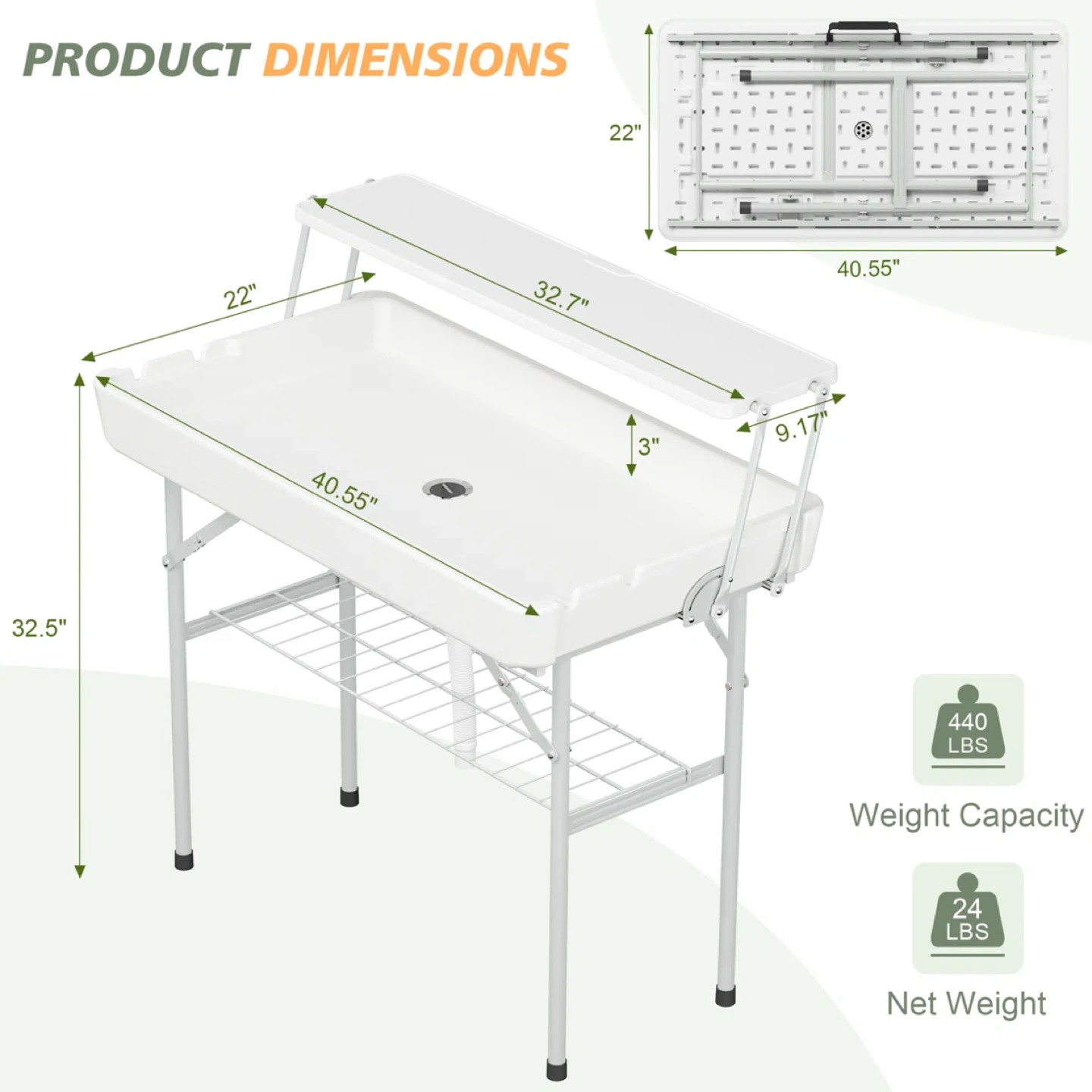 Outdoor Ice Cooler Folding Table Set - photo 2