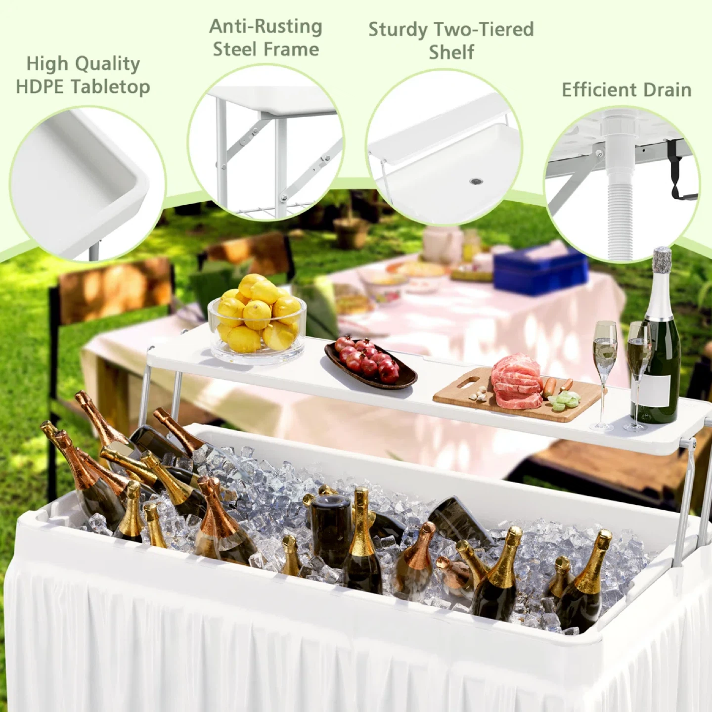 Outdoor Ice Cooler Folding Table Set - photo 3