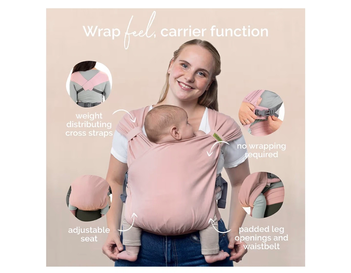 New! Boba Bliss Pre-Wrapped Baby Carrier - Bloom - photo 5