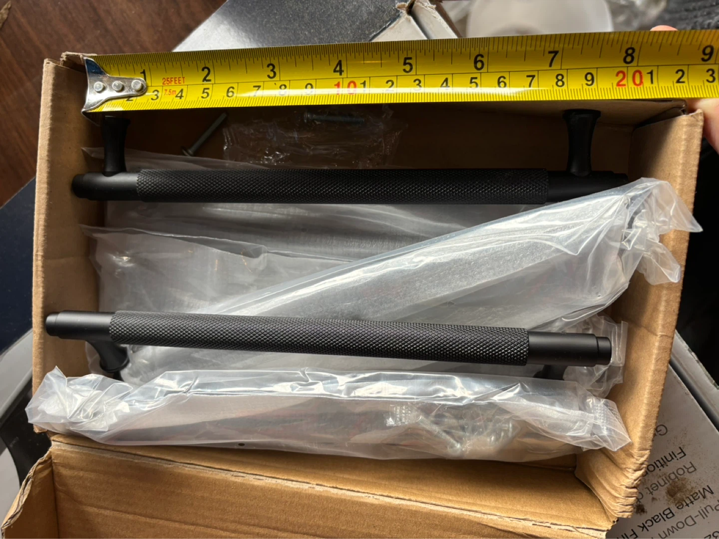 6 Matte Black Knurled Cabinet Handles Pulls