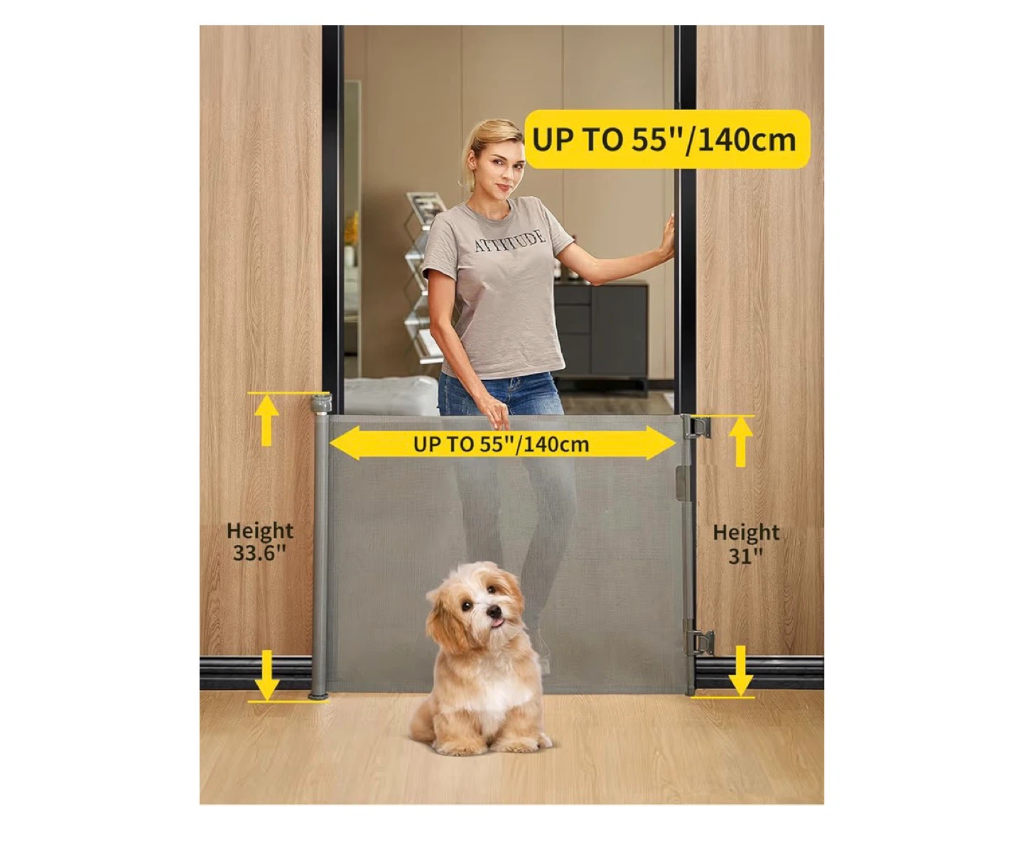 New! DEAR LOV Retractable Baby Gate Mesh Dog Gate - Grey - photo 4