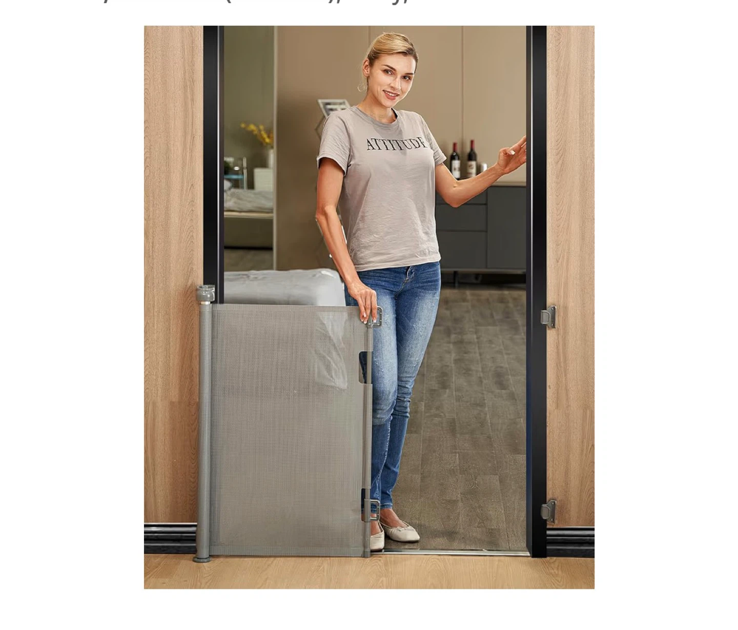 New! DEAR LOV Retractable Baby Gate Mesh Dog Gate - Grey - photo 2
