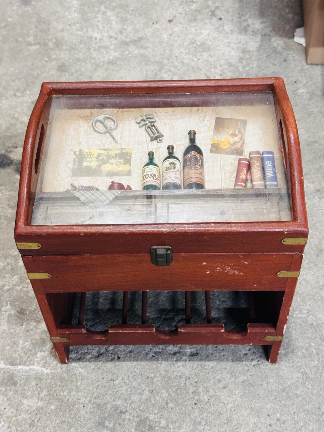 Wine Bottle Wooden Storage Case  Box Holds 3 Bottles Vintage