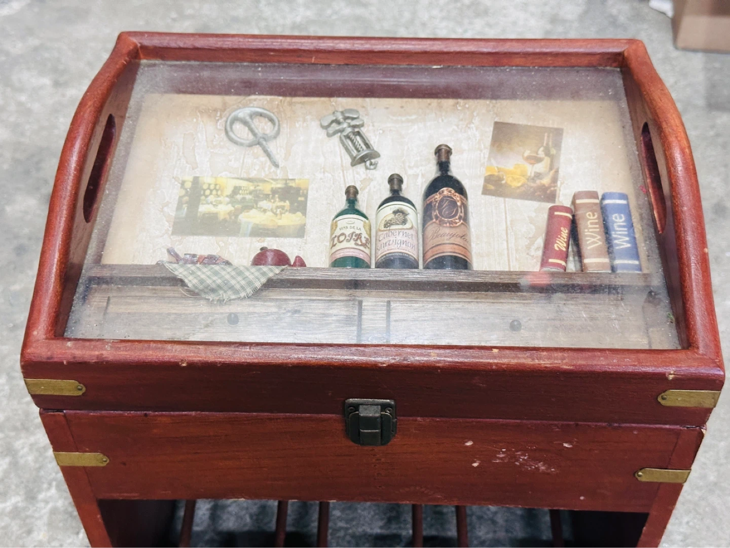 Wine Bottle Wooden Storage Case  Box Holds 3 Bottles Vintage - photo 3