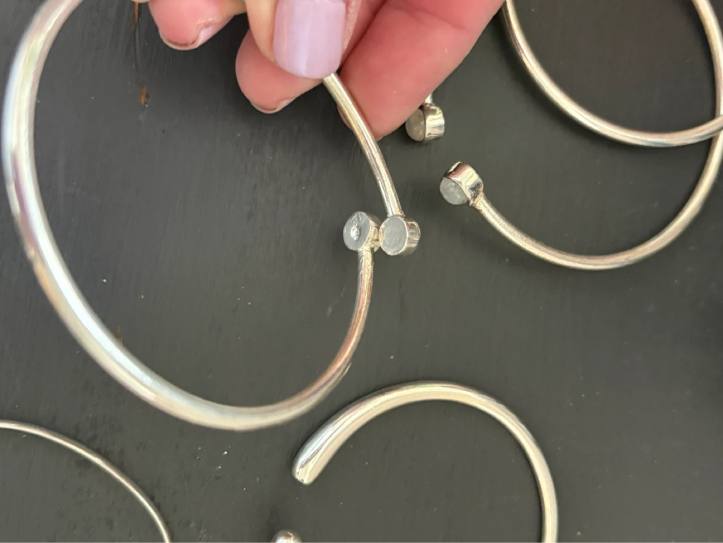 925 Silver Bangles with Gemstone Accents - photo 3