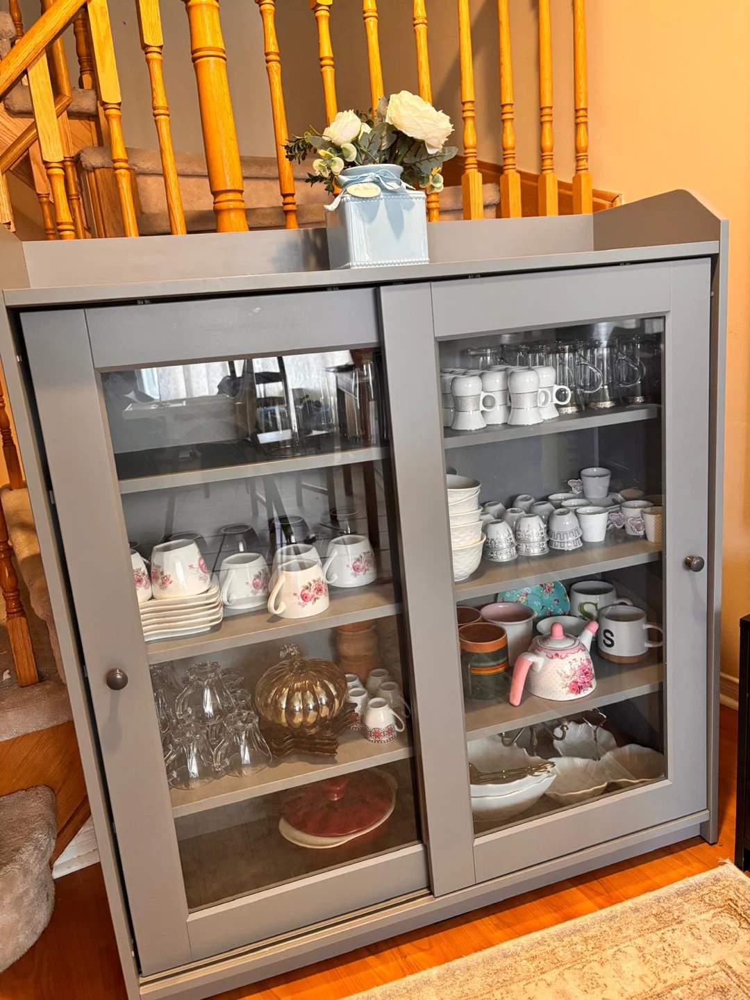 IKEA HAUGA Glass-door Cabinet, Gray