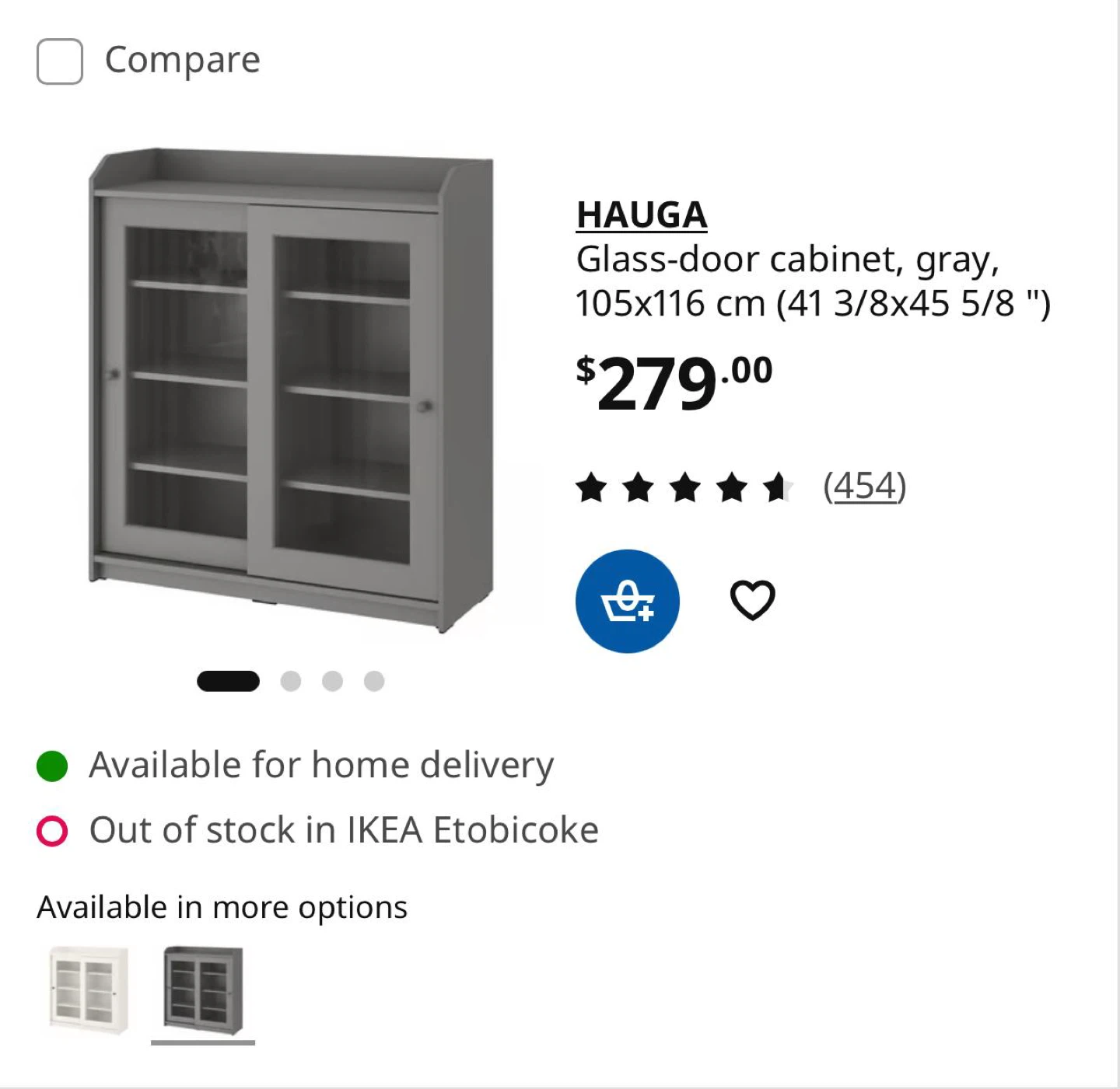 IKEA HAUGA Glass-door Cabinet, Gray - photo 2