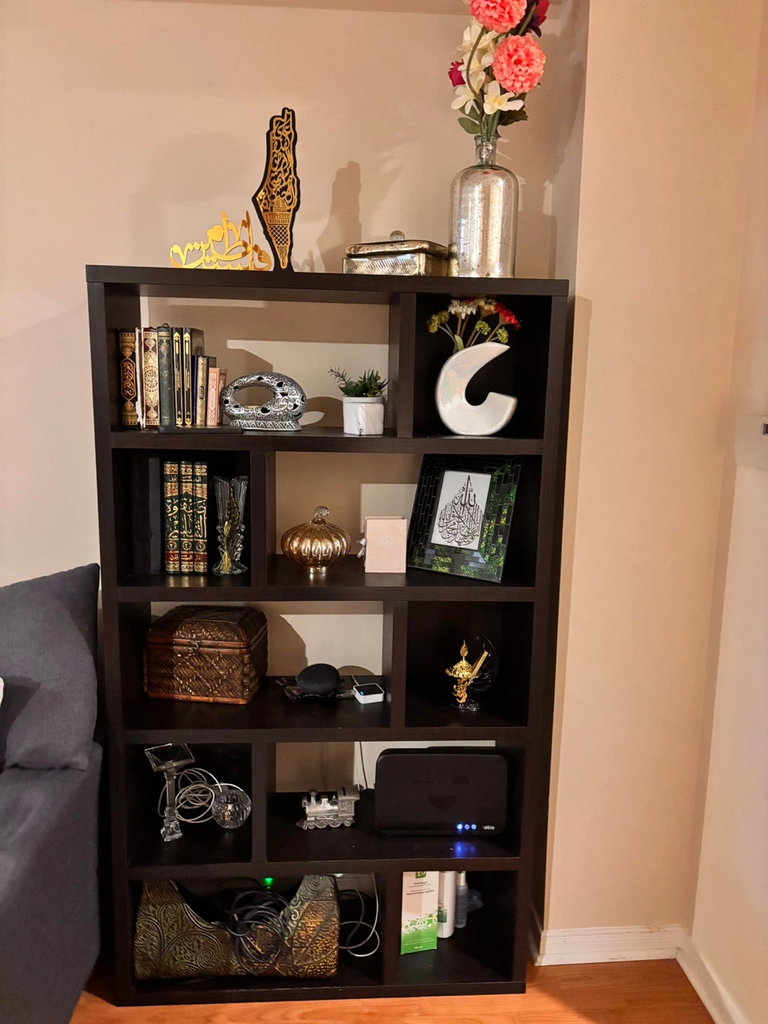 Dark brown modular bookshelf