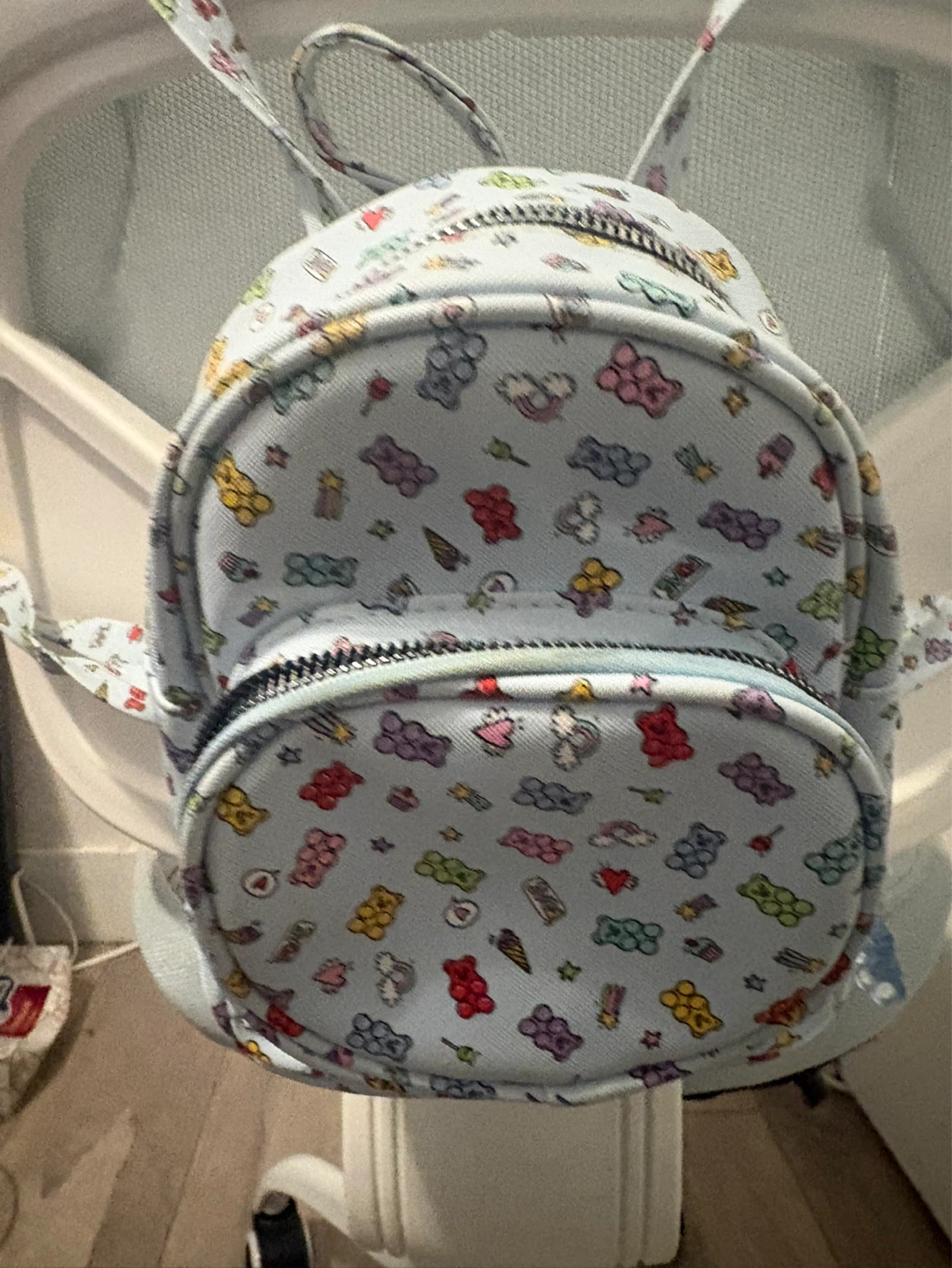 Light Blue Gummy Bear Print Mini Backpack