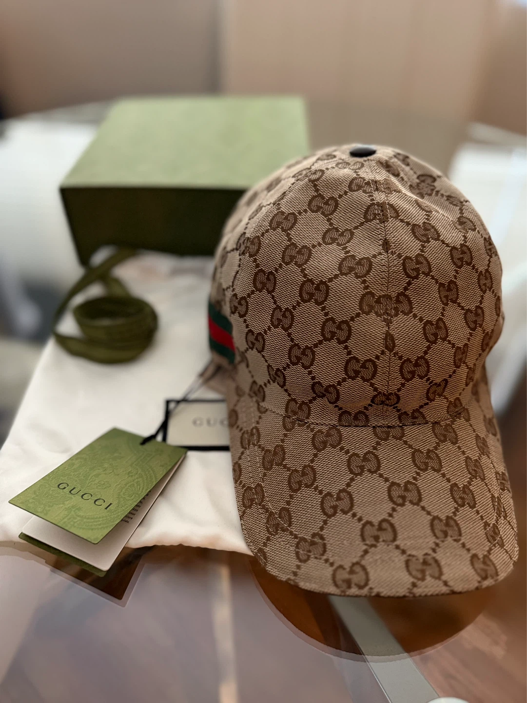 Gucci Baseball Cap - GG Monogram with Green/Red Stripe - photo 4