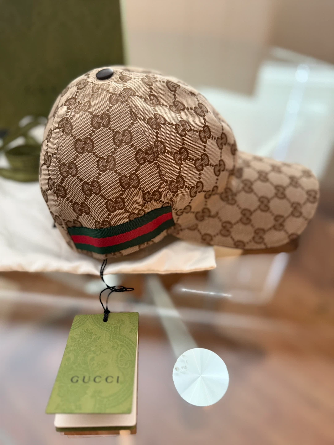 Gucci Baseball Cap - GG Monogram with Green/Red Stripe - photo 2