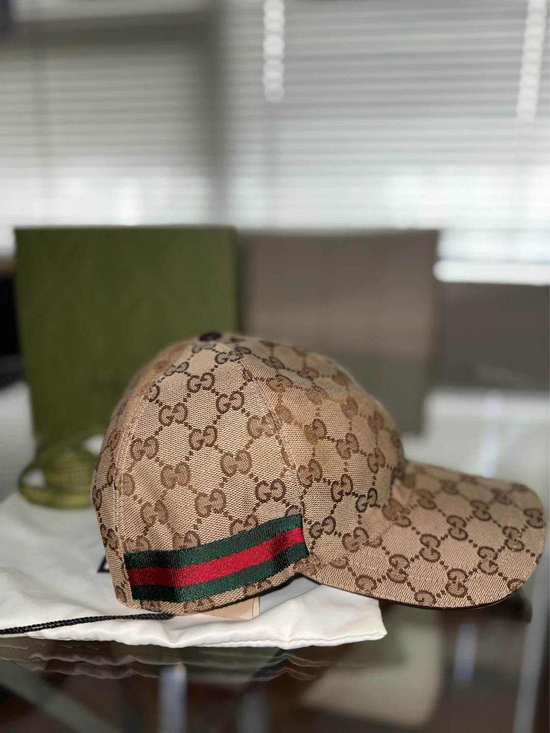 Gucci Baseball Cap - GG Monogram with Green/Red Stripe - photo 3
