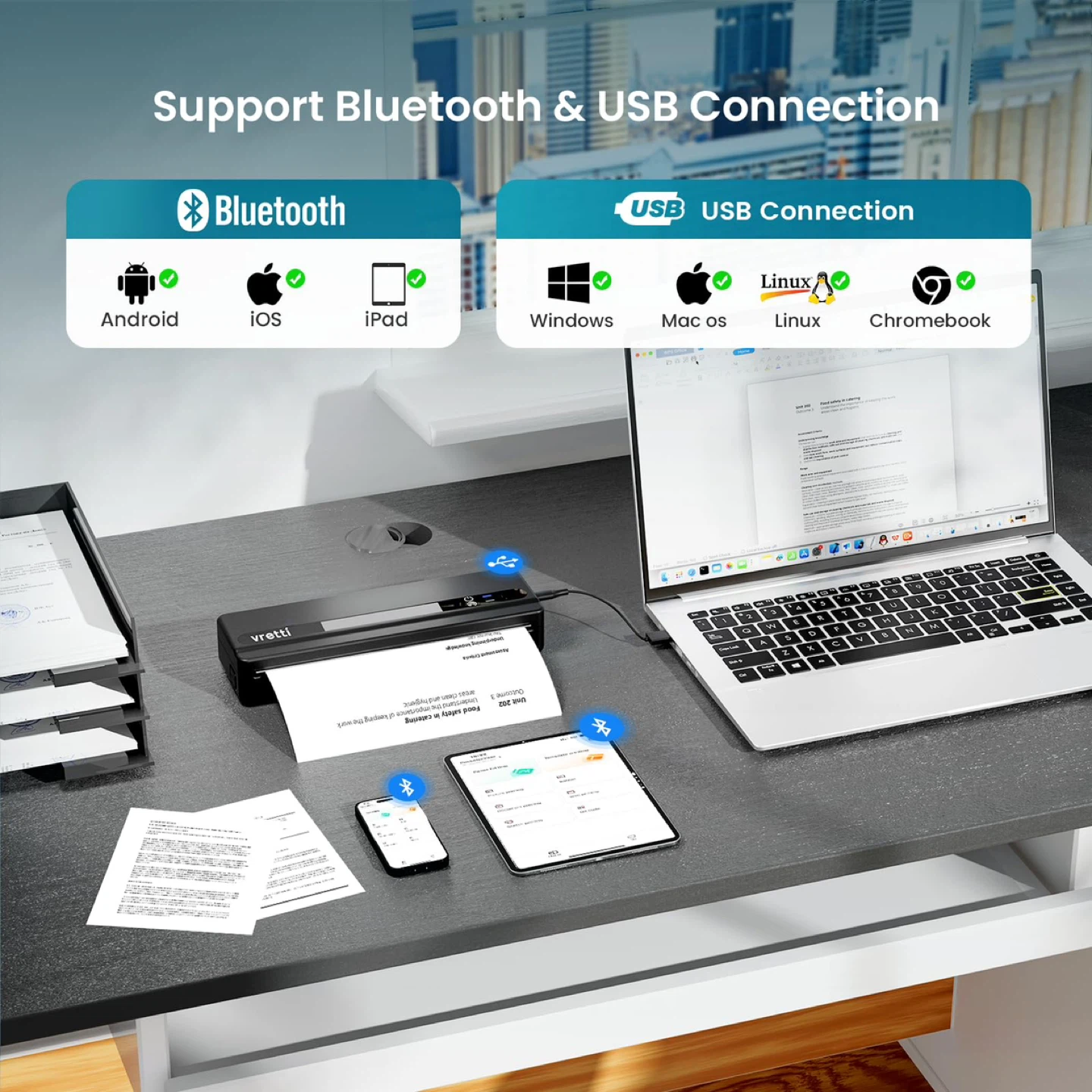 vretti Portable Thermal Printer, Wireless Bluetooth Printer - photo 3