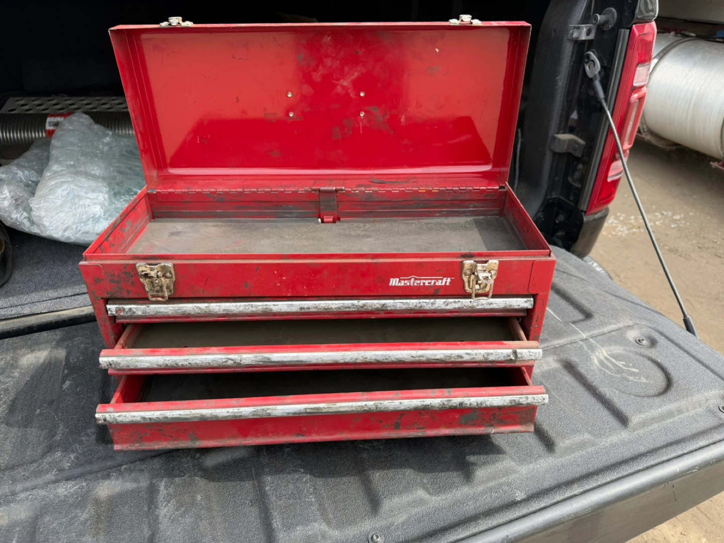 Mastercraft Red Metal Toolbox with 3 Drawers