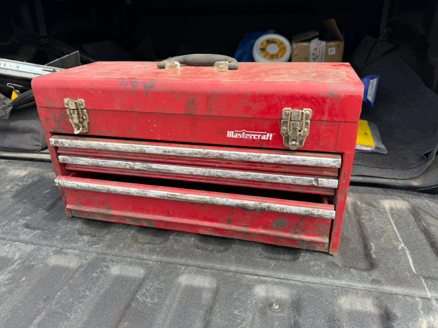 Mastercraft Red Metal Toolbox with 3 Drawers - photo 3