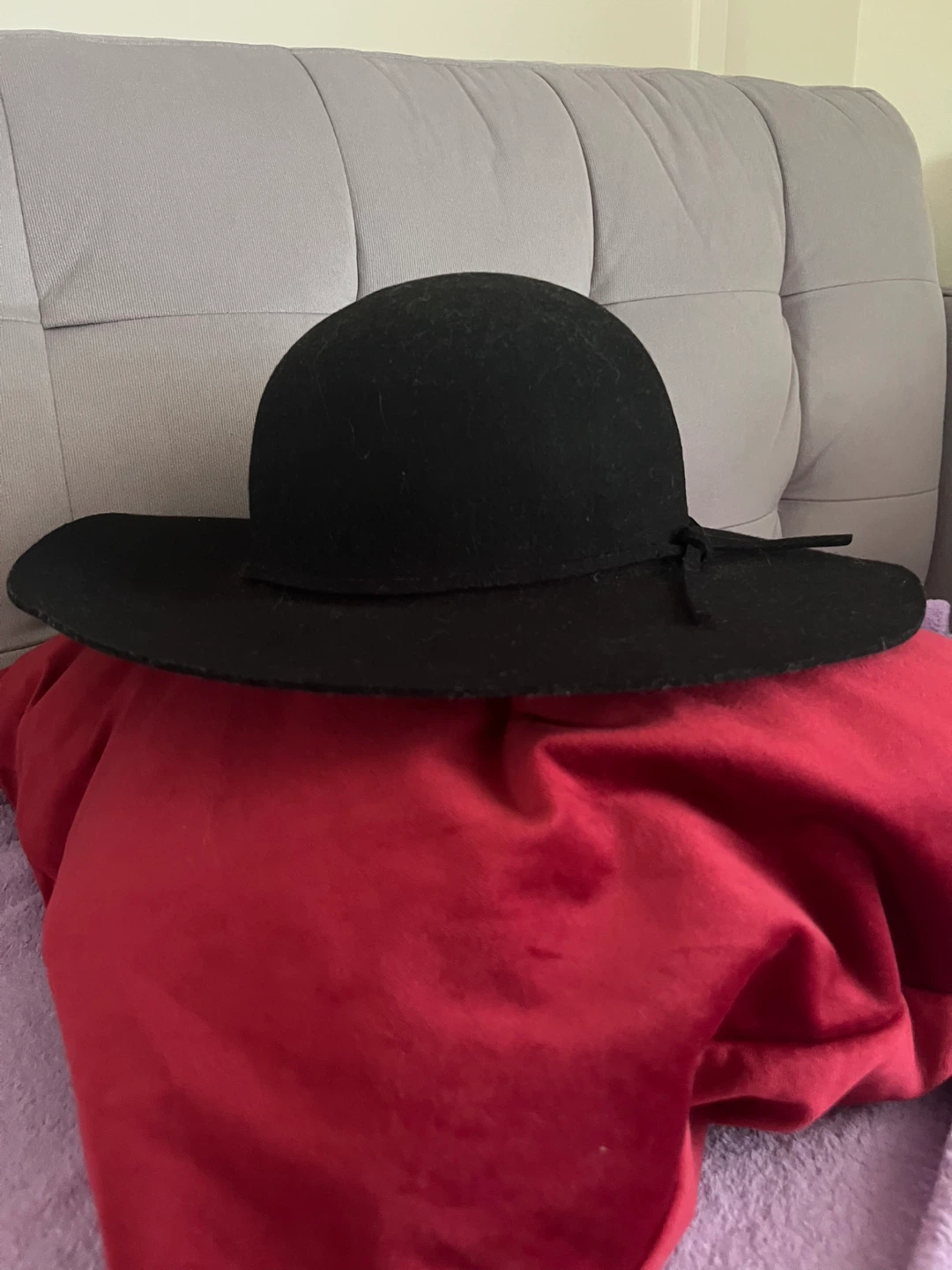 Black Wool Wide-Brim Hat