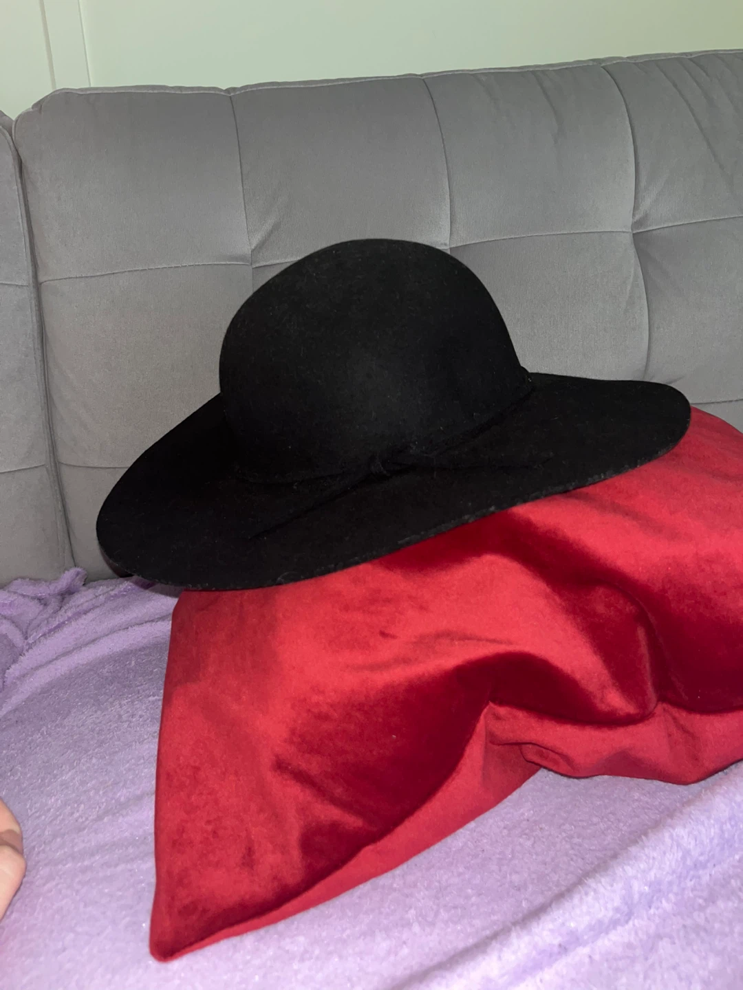 Black Wool Wide-Brim Hat - photo 3