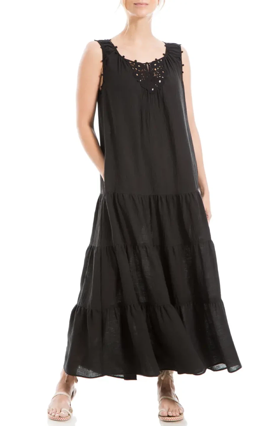 Lace Inset Tiered Maxi Dress MAX STUDIO LONDON