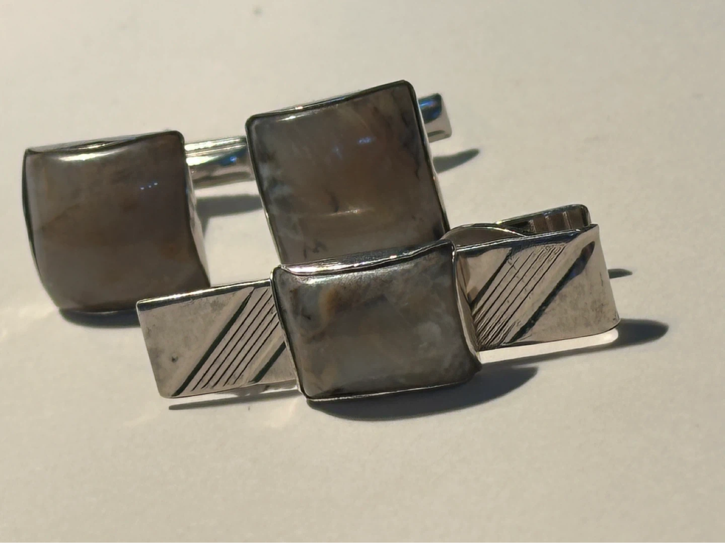 Vintage agate tie clip and cufflink set