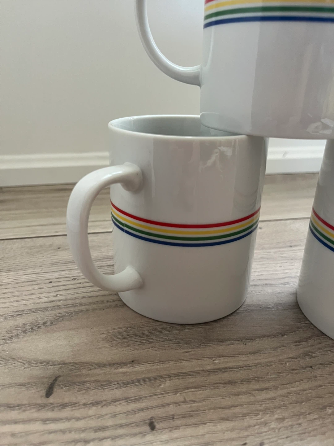 Set of 6 White Mugs with Rainbow Stripe Design - photo 2