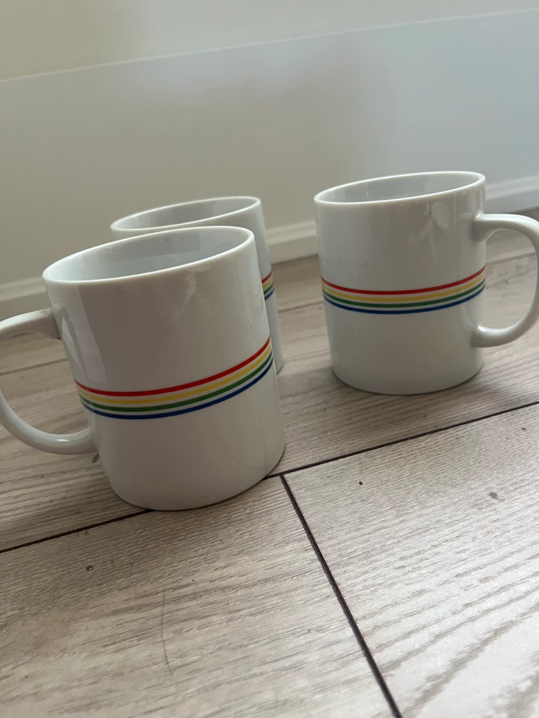 Set of 6 White Mugs with Rainbow Stripe Design - photo 3