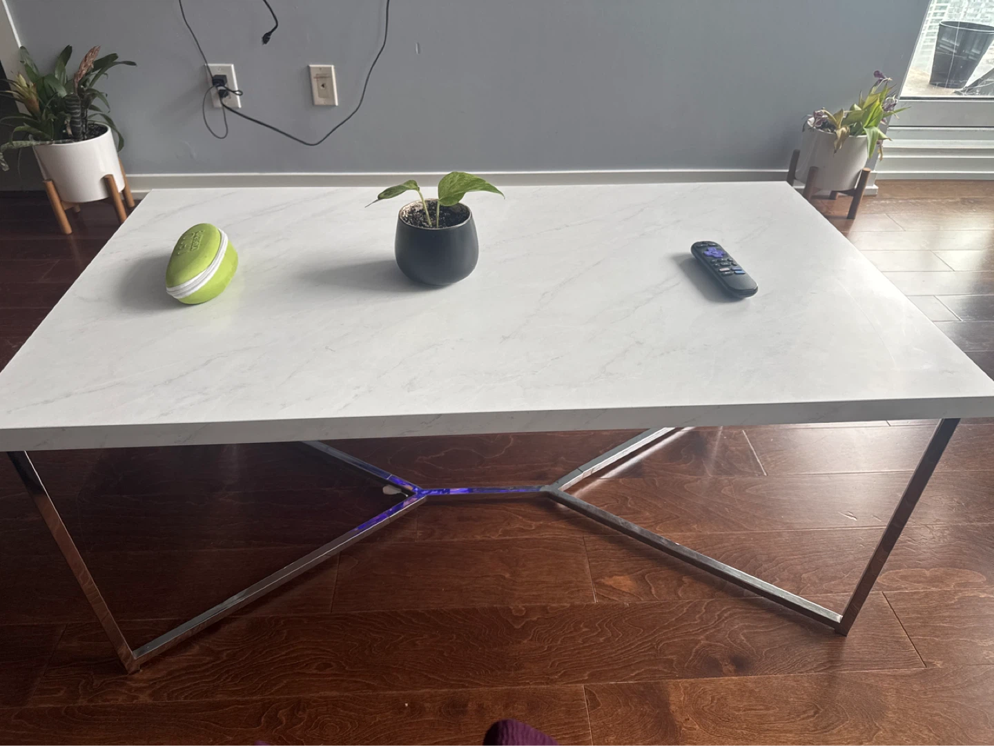 White Marble Coffee Table with Chrome Legs