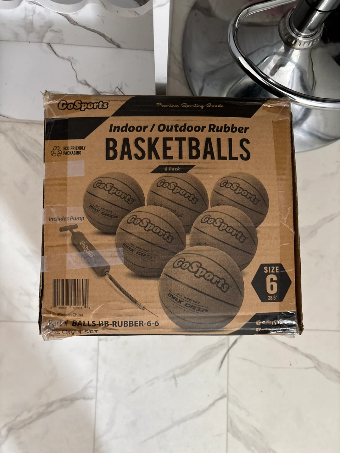 GoSports Indoor/Outdoor Rubber Basketballs - Size 6, 6 Pack