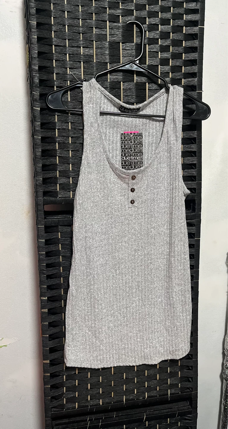 Duetime Ribbed Henley Tank Top Gray size S/M/L
