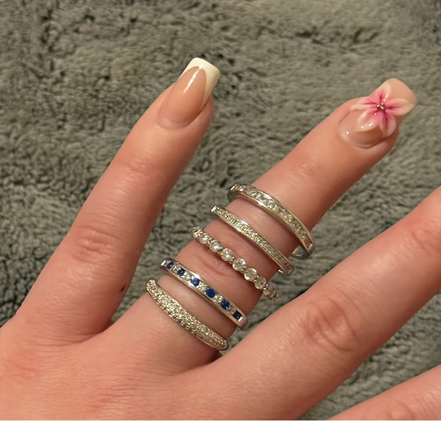 Set of 5 Sterling Silver Rings