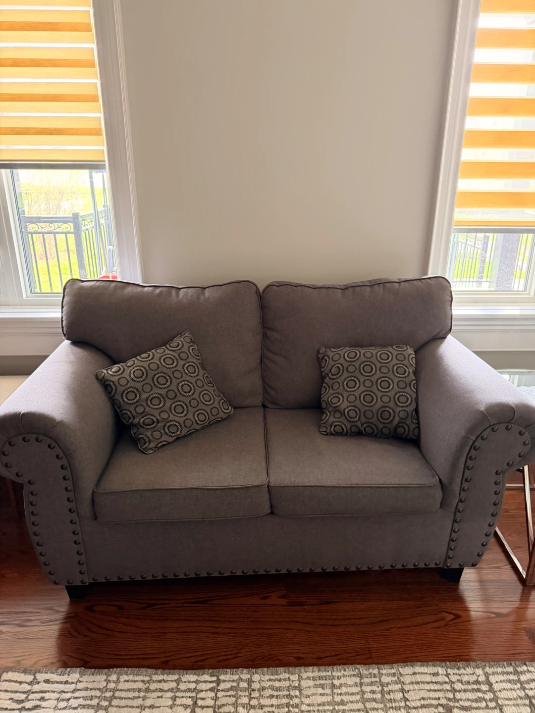 Grey Sofa and Armchair Set with Decorative Pillows
