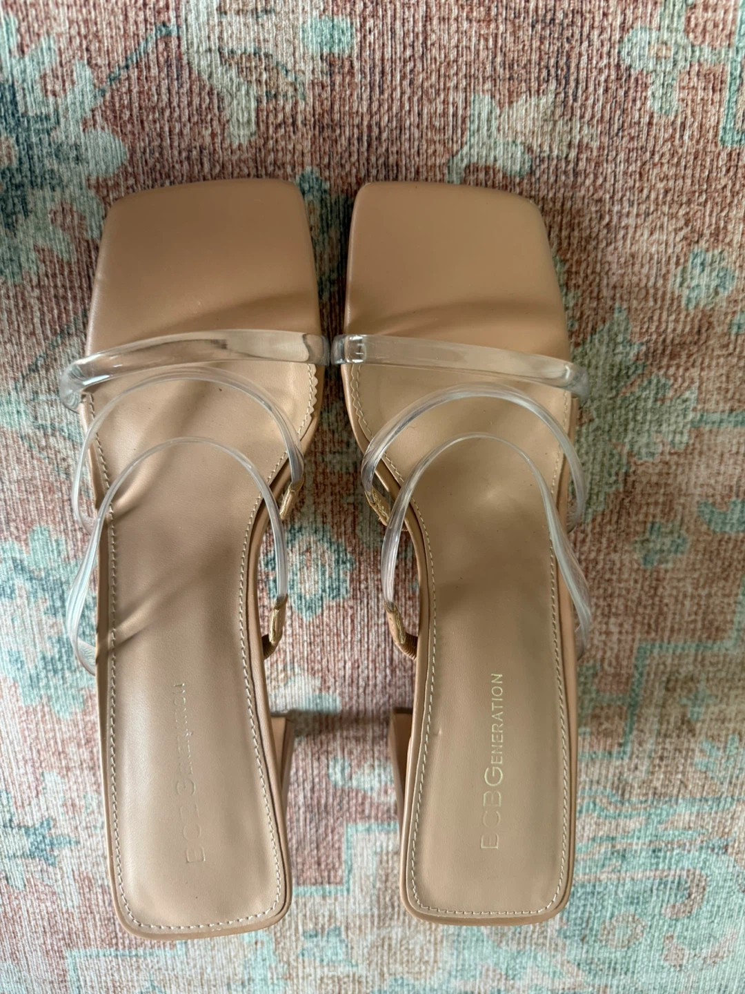 BCBGeneration Nude Heeled Sandals Size 9