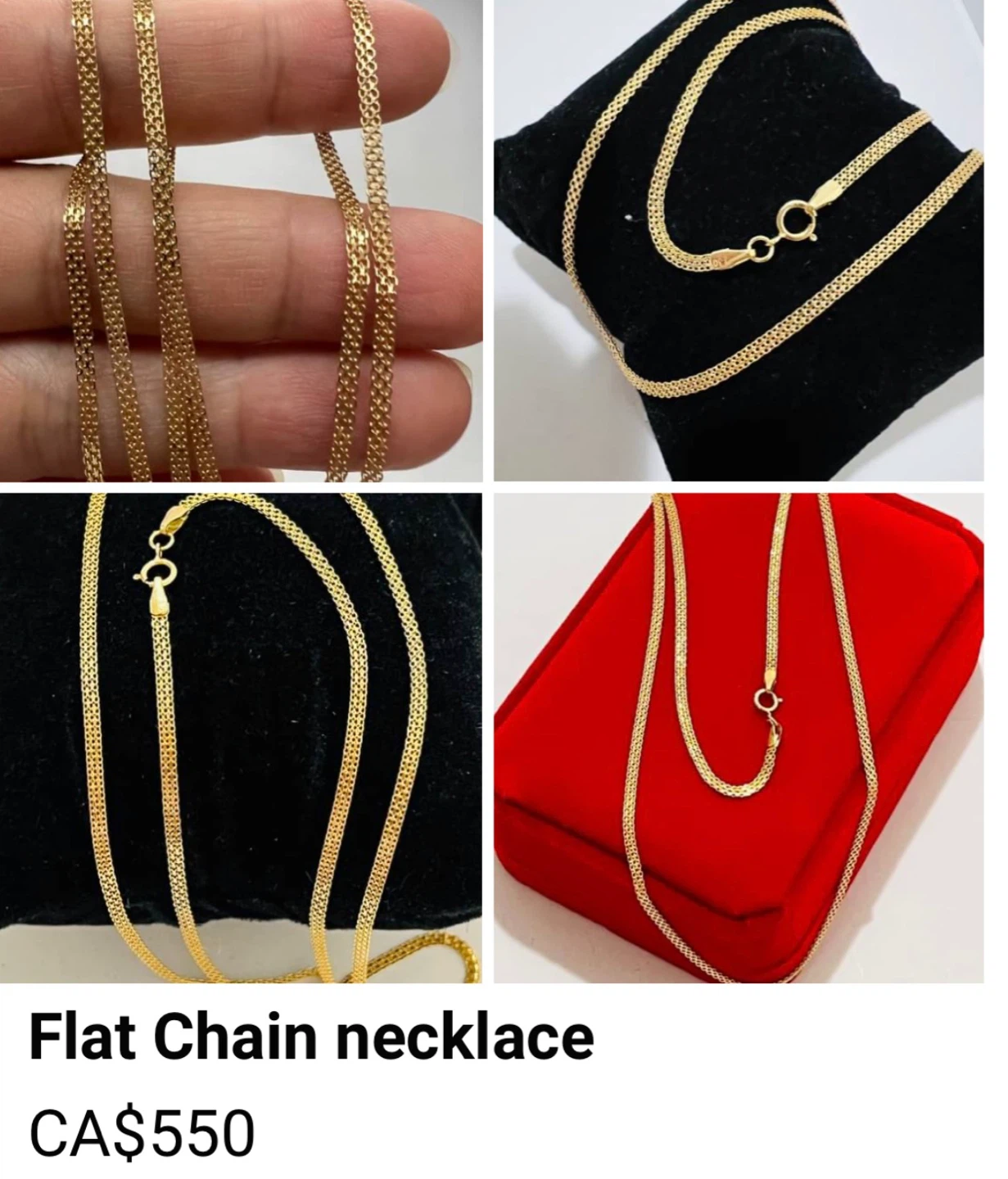 Saudi Real Gold Flat Chain Necklace