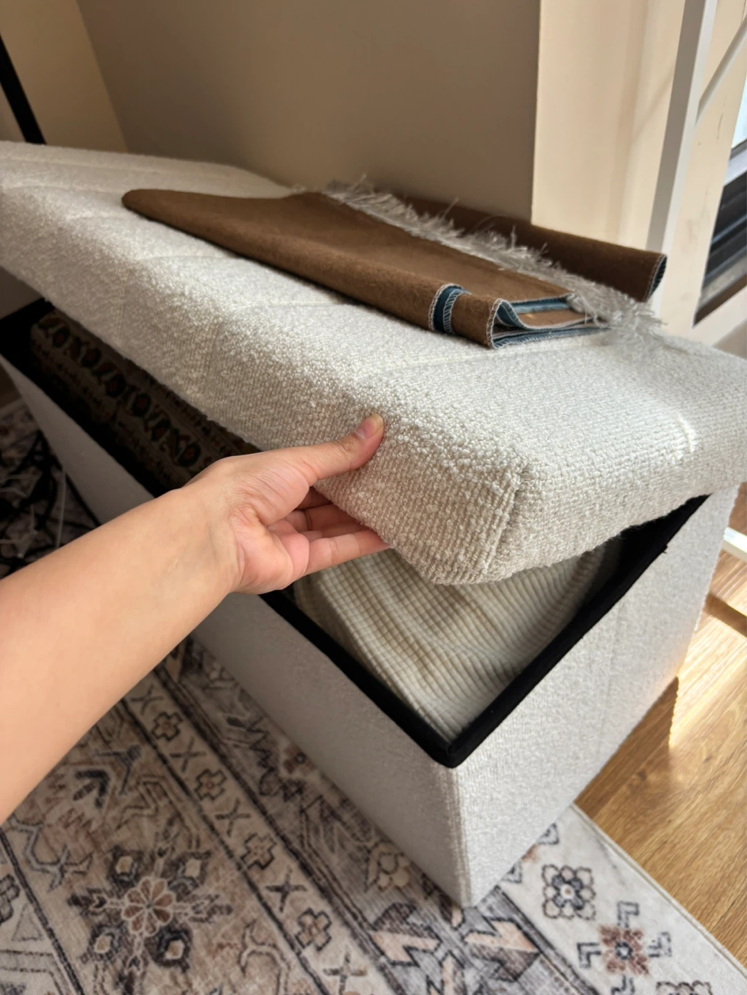 White Ottoman Storage Bench - photo 3