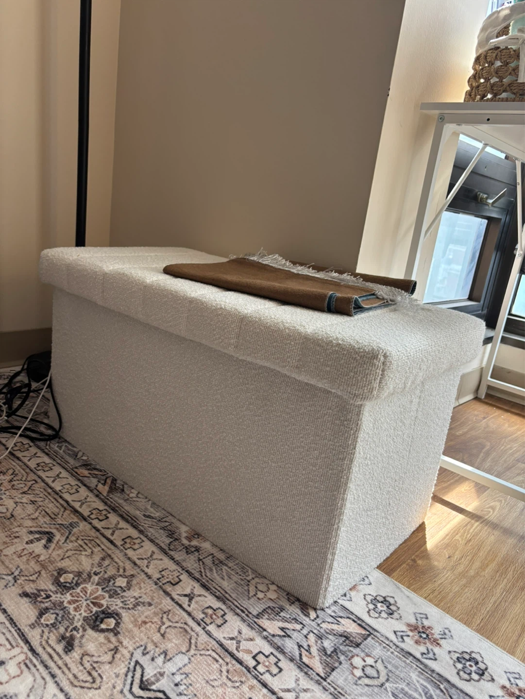 White Ottoman Storage Bench