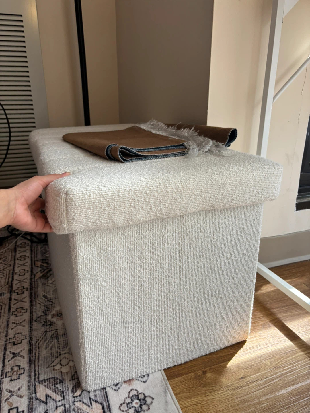 White Ottoman Storage Bench - photo 2