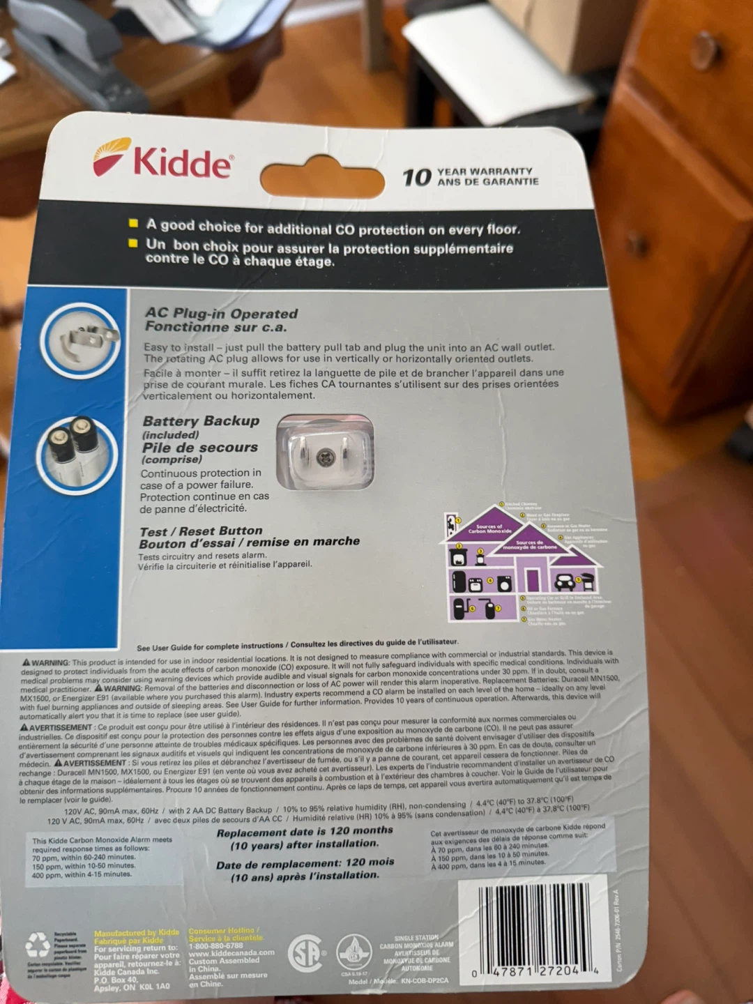 Kidde Carbon Monoxide Alarm KN-COB-DPCA