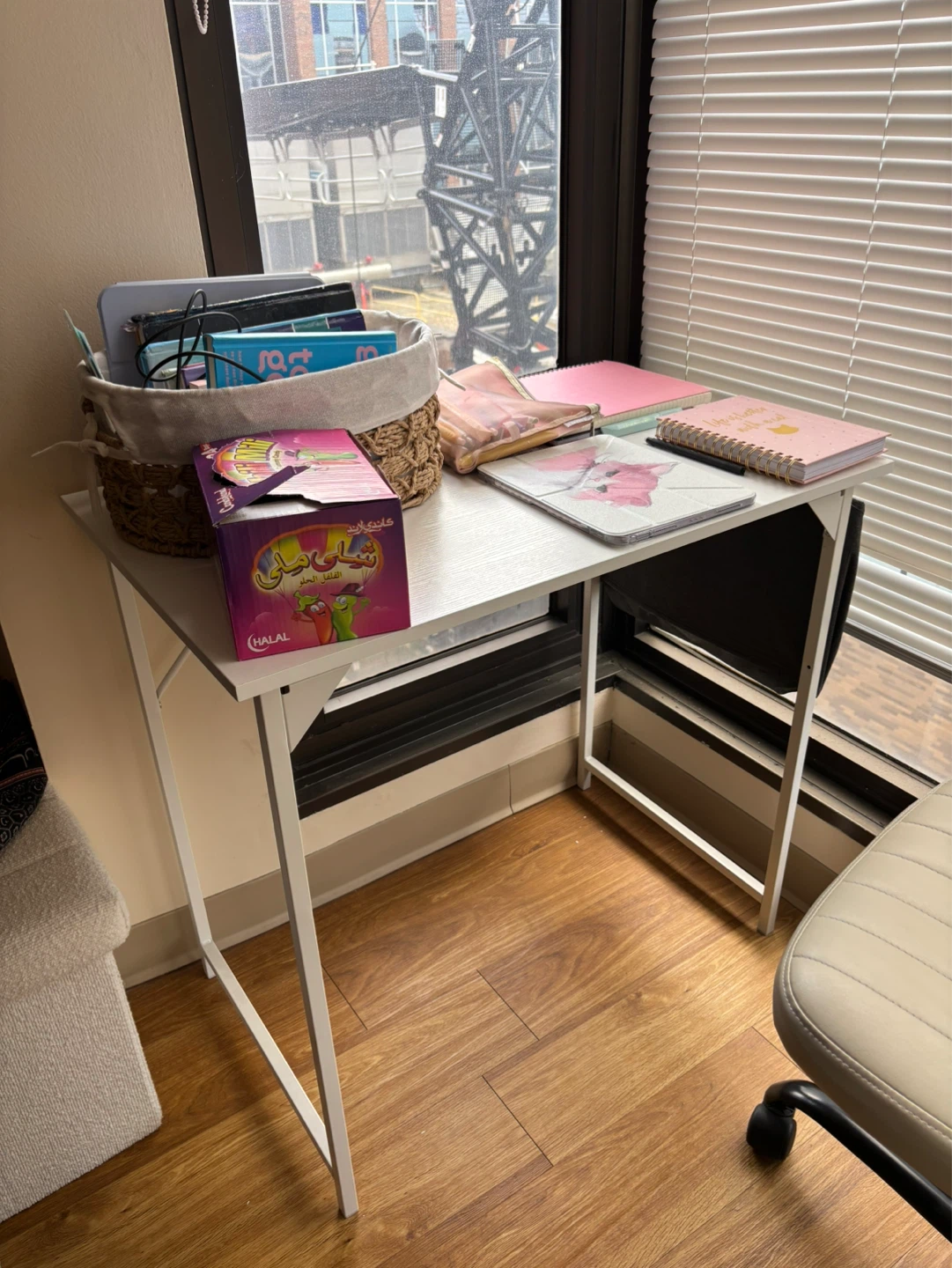White office desk