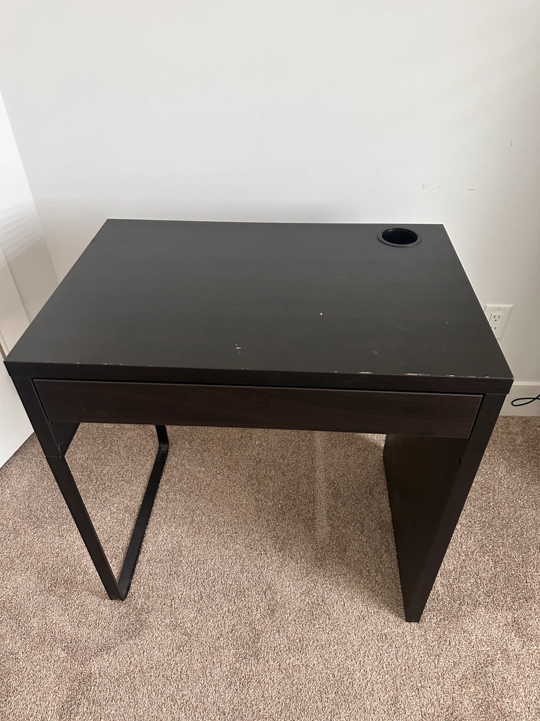 Black Modern Desk with Drawer