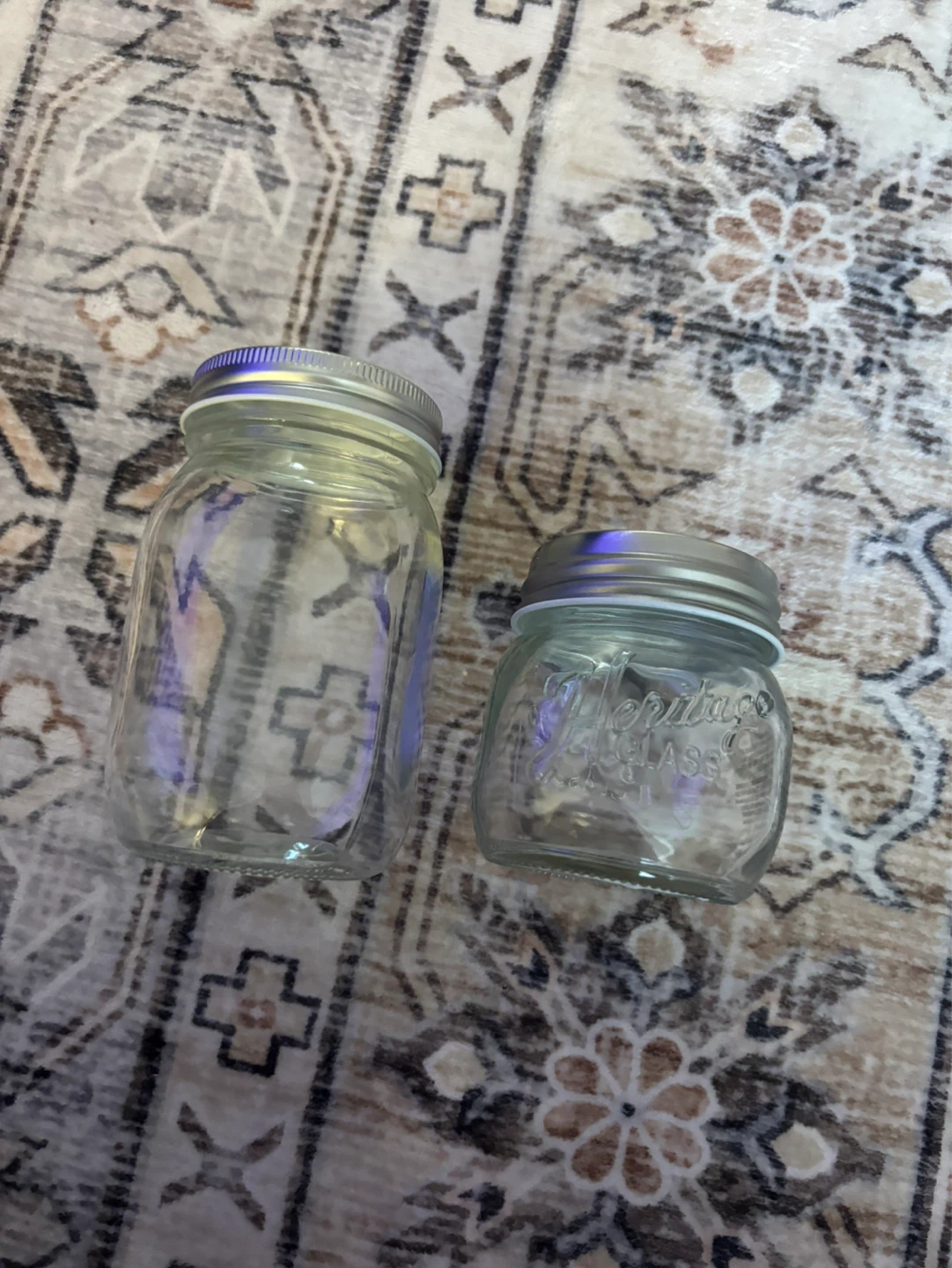 Heritage Glass Mason Jars with Lids (Set of 2)