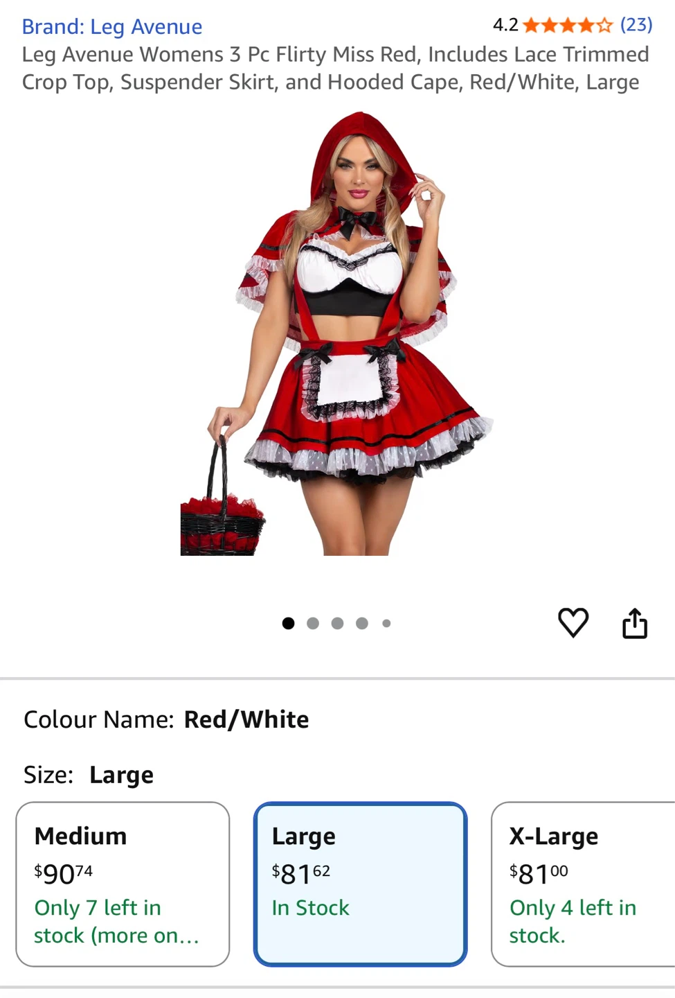 Leg Avenue Flirty Miss Red Costume - Large - photo 3