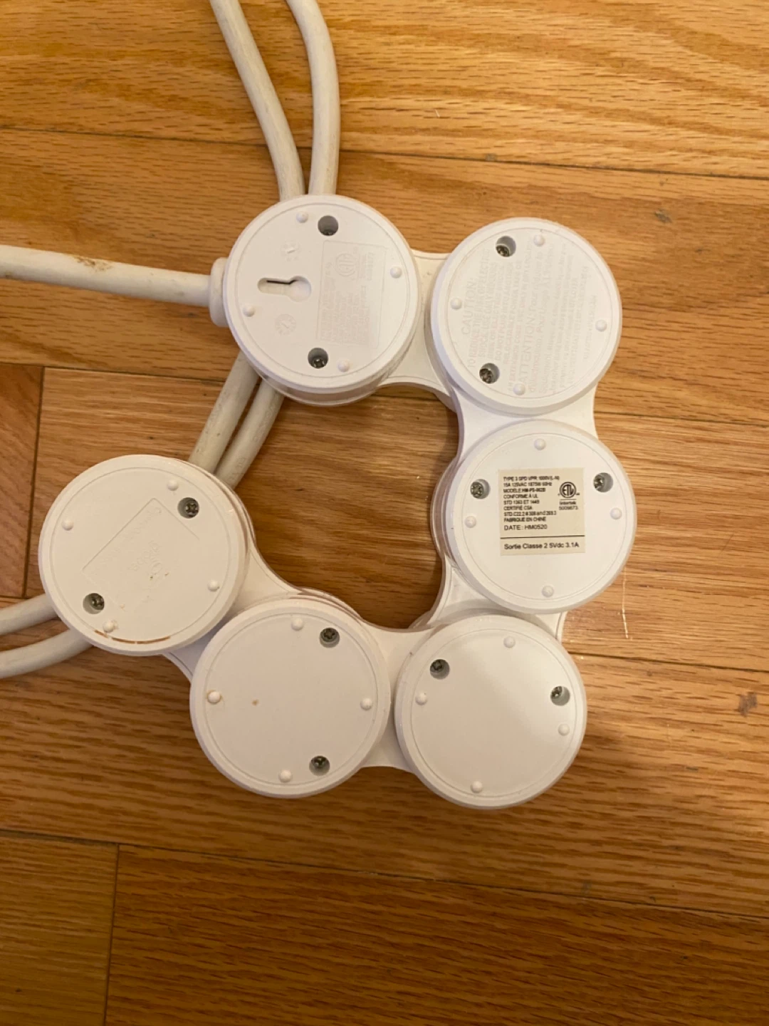 White 5 Outlet Power Strip with 2 USB Ports - photo 5