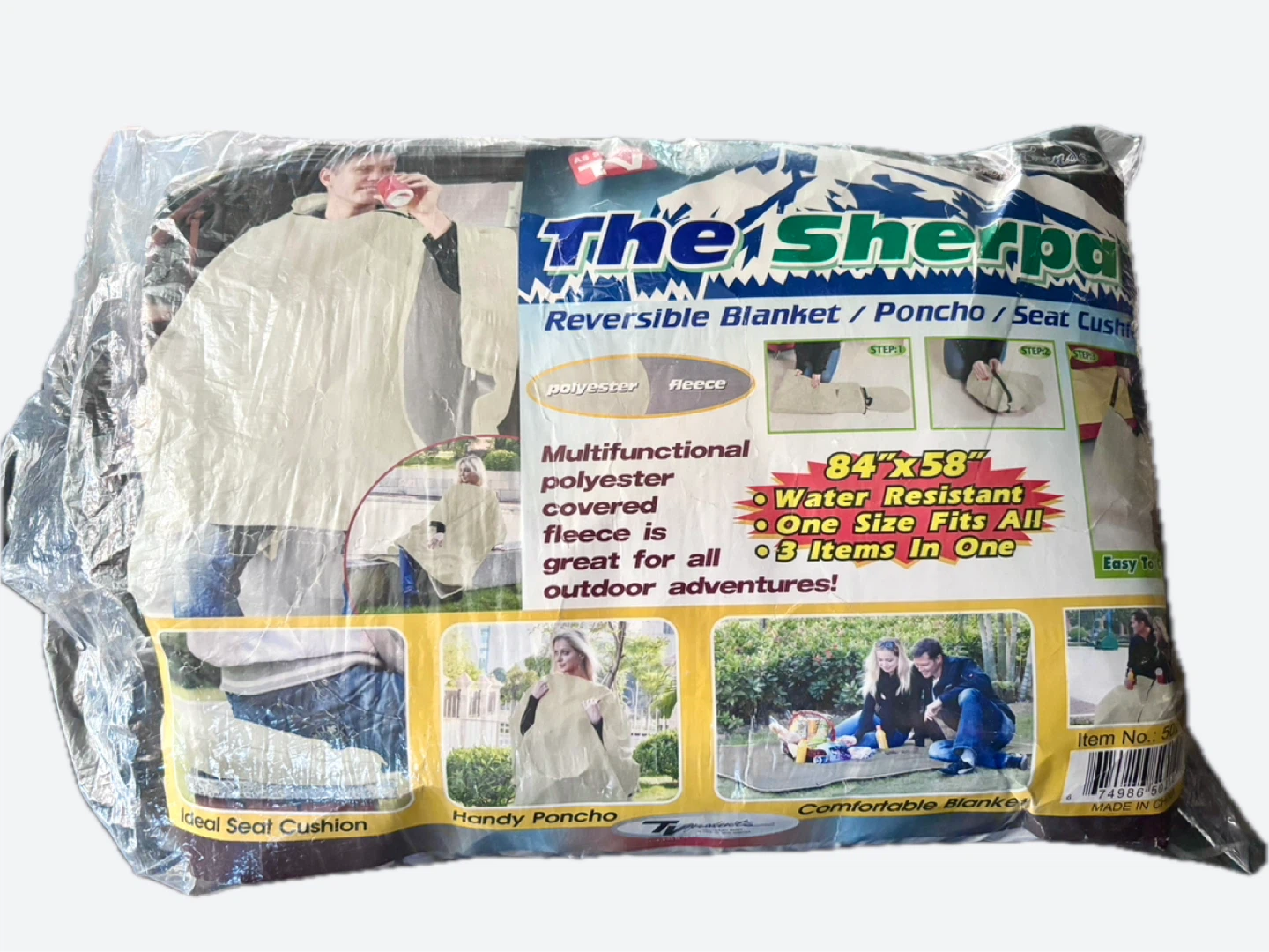 NEW Sherpa Reversible Blanket / Poncho / Seat Cushion