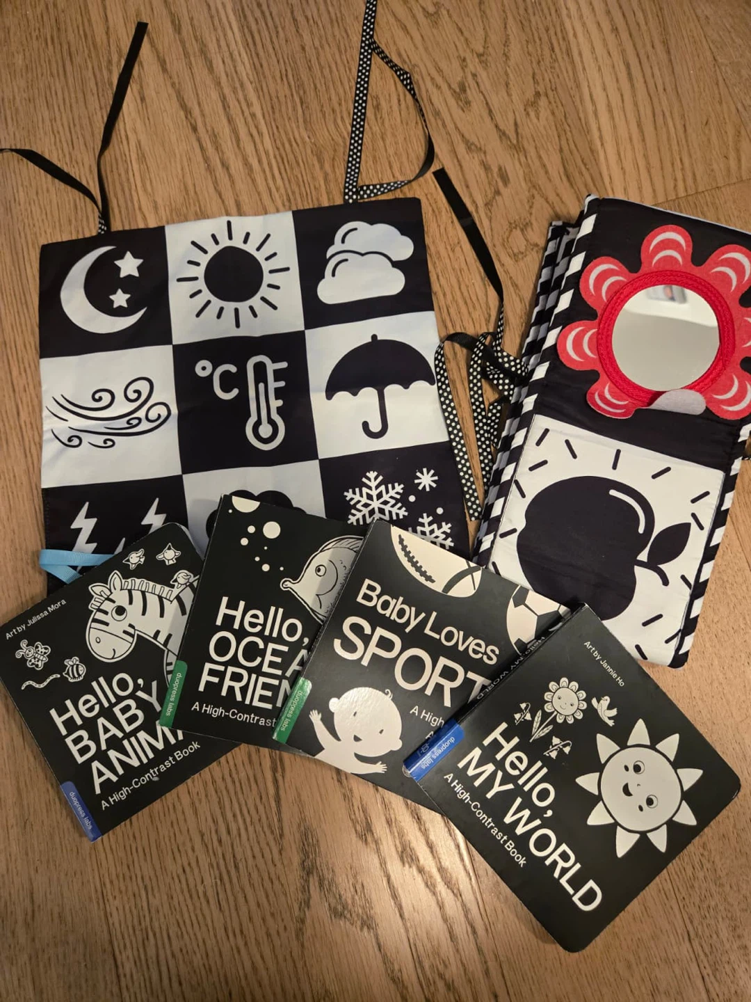 Duopress Labs High-Contrast Baby Books & Play Mat Set
