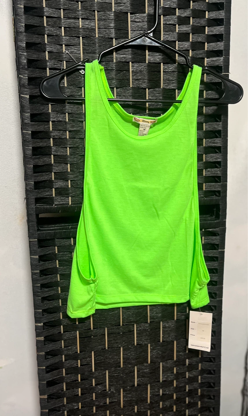 Classy Women's Neon Green Racerback Tank Top - Size M