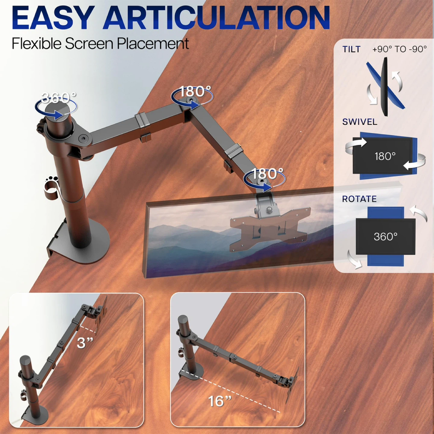VIVO Single Monitor Arm Desk Mount, Holds Screens up to 32 inch - photo 3