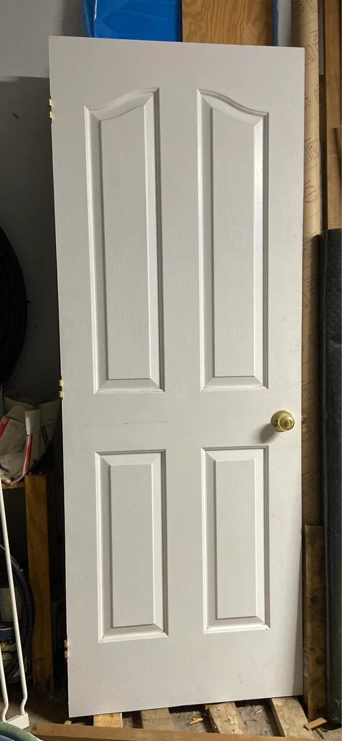 White 4-Panel Interior Door with Gold Knob
