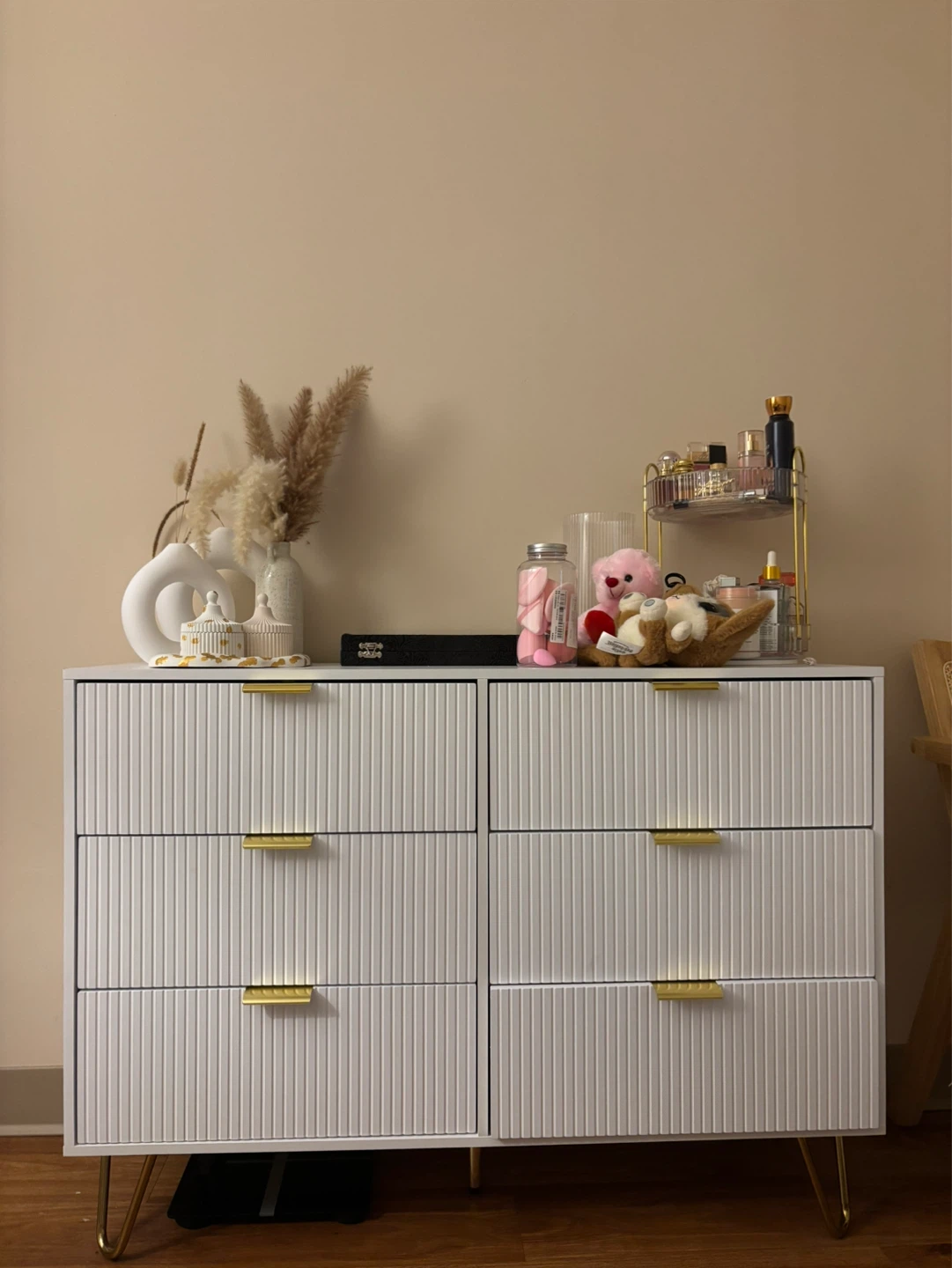 White Dresser with Gold Legs